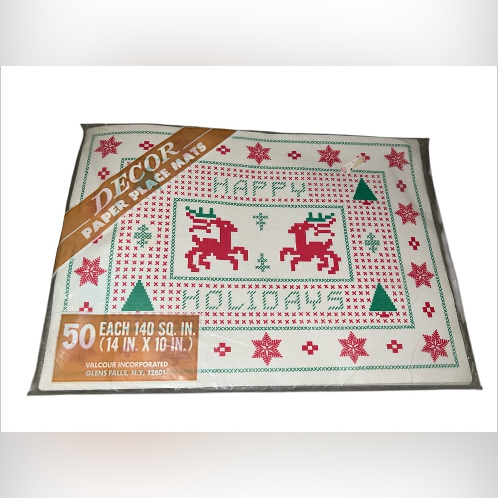 Vintage 70’ Kitschy Christmas Paper Placemats Pk Of  50 New By Kmart